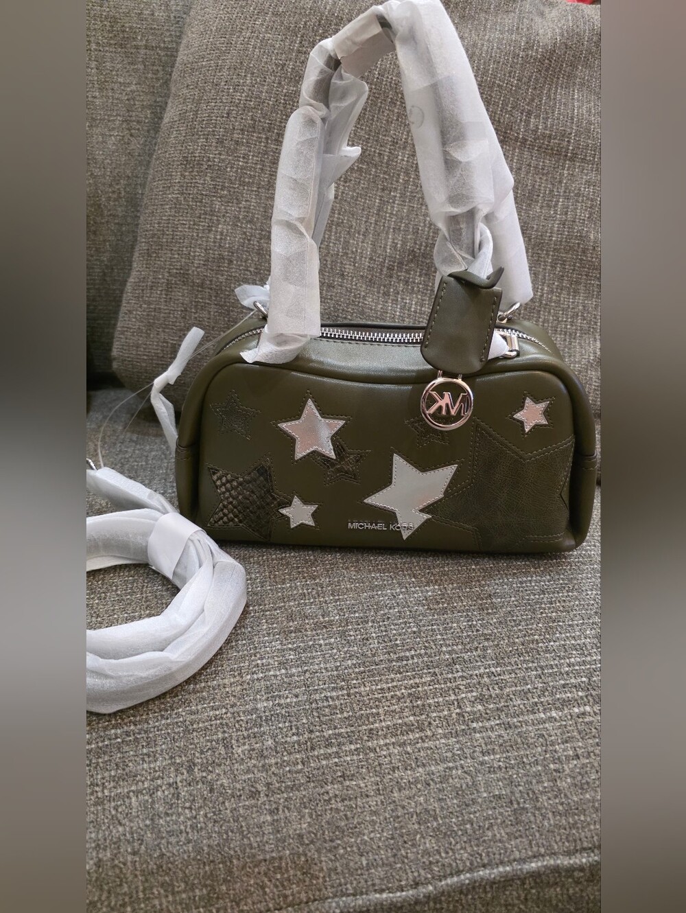 Michael Kors Olive Green Cecily Small Embellished Shoulder Bag